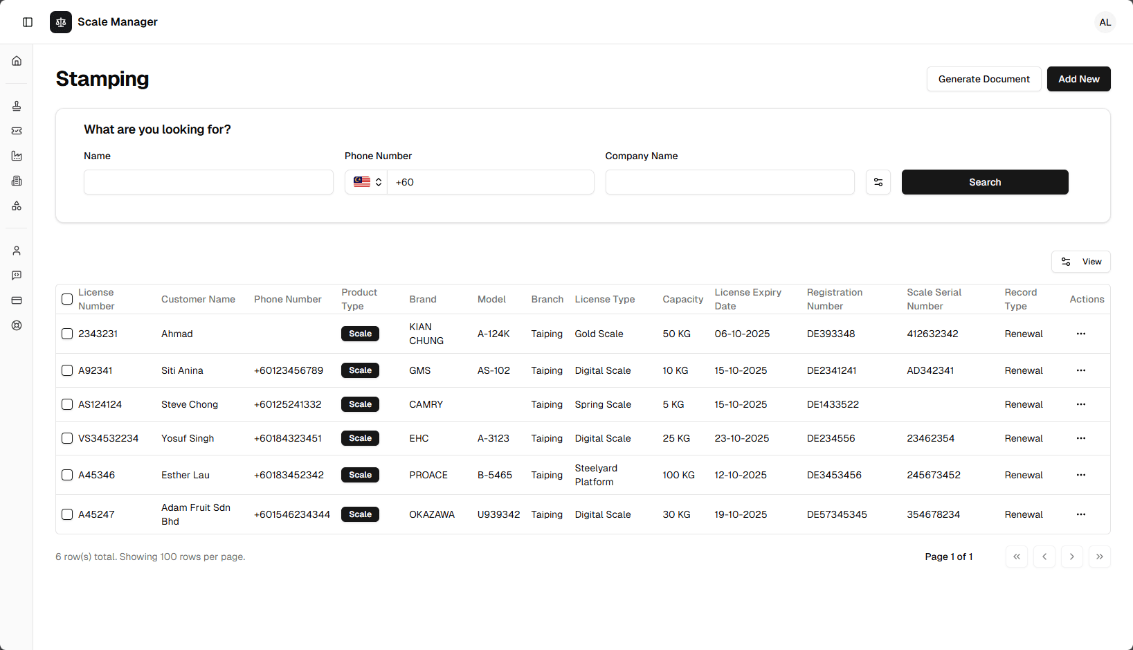 Stamping.my dashboard screenshot
